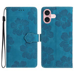 Custodia per cellulare in pelle con motivo floreale in rilievo, For iPhone 16e / 17e, For iPhone 17 Pro Max, For iPhone 17 Pro, For iPhone 17