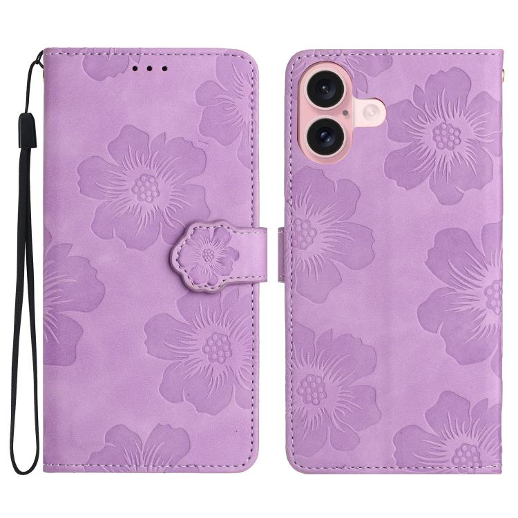 Custodia per cellulare in pelle con motivo floreale in rilievo, For iPhone 16e / 17e, For iPhone 17 Pro Max, For iPhone 17 Pro, For iPhone 17