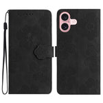 Custodia per cellulare in pelle con motivo floreale in rilievo, For iPhone 16e / 17e, For iPhone 17 Pro Max, For iPhone 17 Pro, For iPhone 17