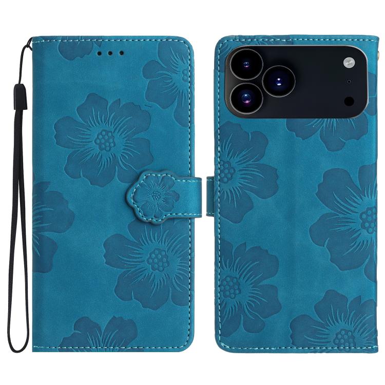 Custodia per cellulare in pelle con motivo floreale in rilievo, For iPhone 16e / 17e, For iPhone 17 Pro Max, For iPhone 17 Pro, For iPhone 17