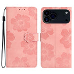 Custodia per cellulare in pelle con motivo floreale in rilievo, For iPhone 16e / 17e, For iPhone 17 Pro Max, For iPhone 17 Pro, For iPhone 17