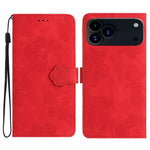 Custodia per cellulare in pelle con motivo floreale in rilievo, For iPhone 16e / 17e, For iPhone 17 Pro Max, For iPhone 17 Pro, For iPhone 17