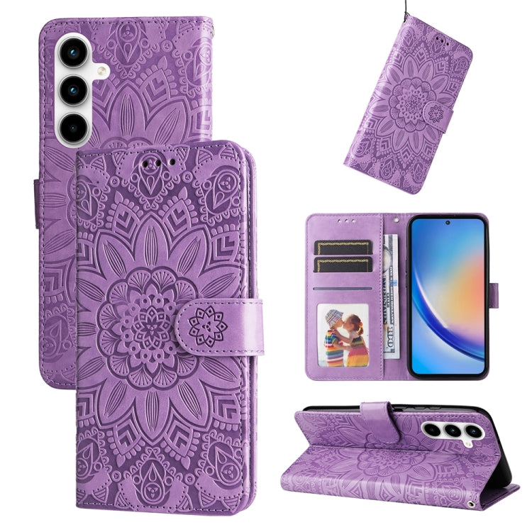Custodia portafoglio in pelle di girasole per Samsung Galaxy M55