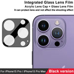 imak Pellicola con lente in vetro integrata ad alta definizione Versione nera, For iPhone 15 Pro / 15 Pro Max, For iPhone 15  / 15 Plus
