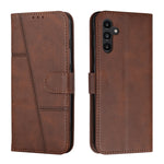 Custodia per telefono in pelle con fibbia in vitello con cuciture, For Samsung Galaxy A55, For Samsung Galaxy A35, For Samsung Galaxy A25 5G, For Samsung Galaxy S23 FE 5G