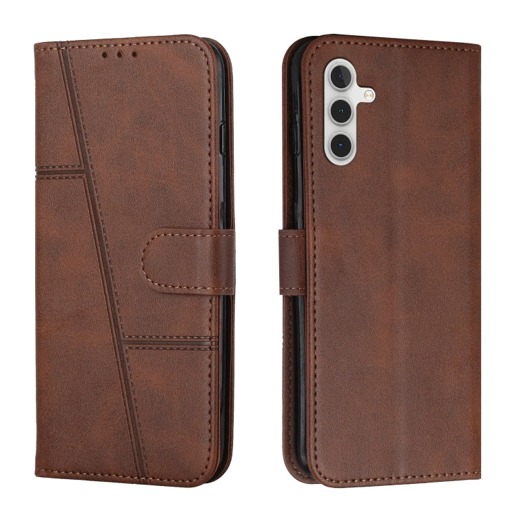 Custodia per telefono in pelle con fibbia in vitello con cuciture, For Samsung Galaxy A55, For Samsung Galaxy A35, For Samsung Galaxy A25 5G, For Samsung Galaxy S23 FE 5G
