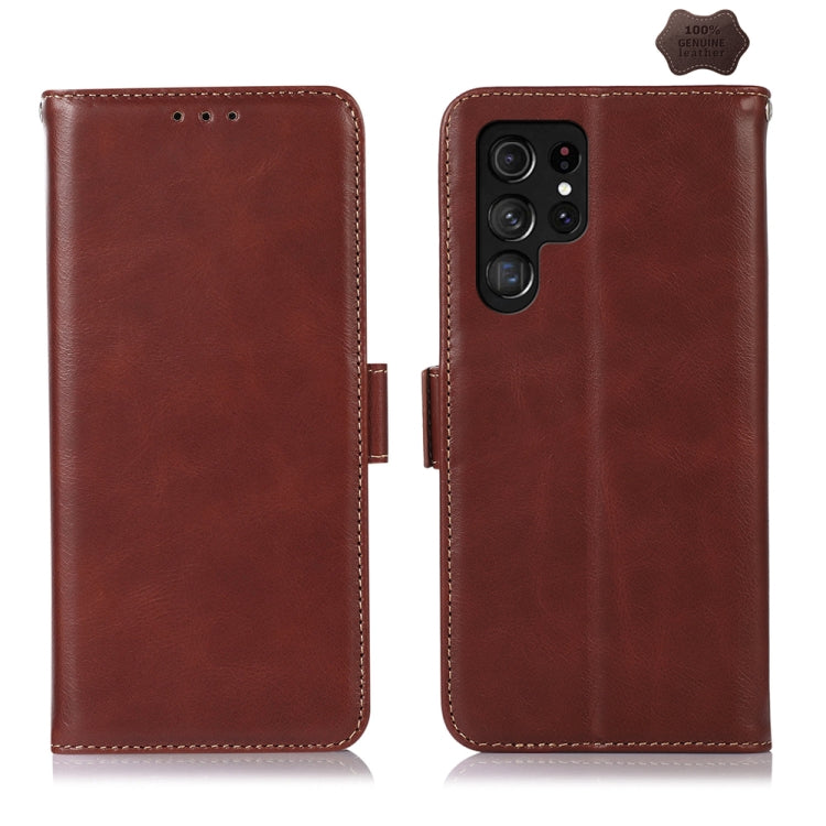 Custodia per telefono in pelle di vacchetta con strato superiore Crazy Horse, For Galaxy S26 FE 5G, For Samsung Galaxy S26 Edge 5G, For Samsung Galaxy S26 Ultra 5G, For Samsung Galaxy S26 5G, For Samsung Galaxy S25 FE 5G, For Samsung Galaxy S24 Ultra