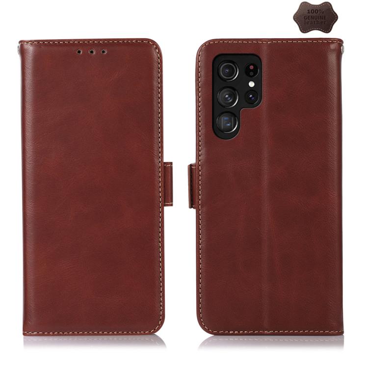 Custodia per telefono in pelle di vacchetta con strato superiore Crazy Horse, For Galaxy S26 FE 5G, For Samsung Galaxy S26 Edge 5G, For Samsung Galaxy S26 Ultra 5G, For Samsung Galaxy S26 5G, For Samsung Galaxy S25 FE 5G, For Samsung Galaxy S24 Ultra