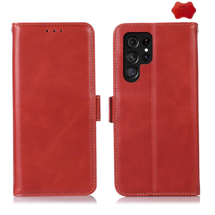 Custodia per telefono in pelle di vacchetta con strato superiore Crazy Horse, For Galaxy S26 FE 5G, For Samsung Galaxy S26 Edge 5G, For Samsung Galaxy S26 Ultra 5G, For Samsung Galaxy S26 5G, For Samsung Galaxy S25 FE 5G, For Samsung Galaxy S24 Ultra