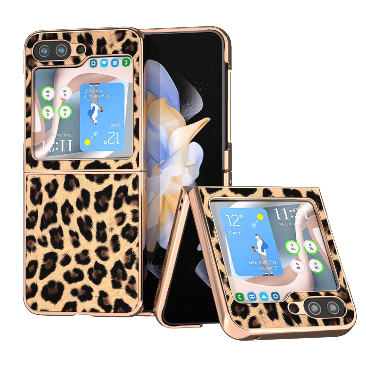 Custodia per telefono con stampa leopardata in nano placcatura, For Samsung Galaxy Z Flip6 / Flip7 FE, For Samsung Galaxy Z Fold5, For Samsung Galaxy Z Flip5