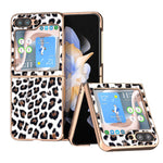 Custodia per telefono con stampa leopardata in nano placcatura, For Samsung Galaxy Z Flip6 / Flip7 FE, For Samsung Galaxy Z Fold5, For Samsung Galaxy Z Flip5