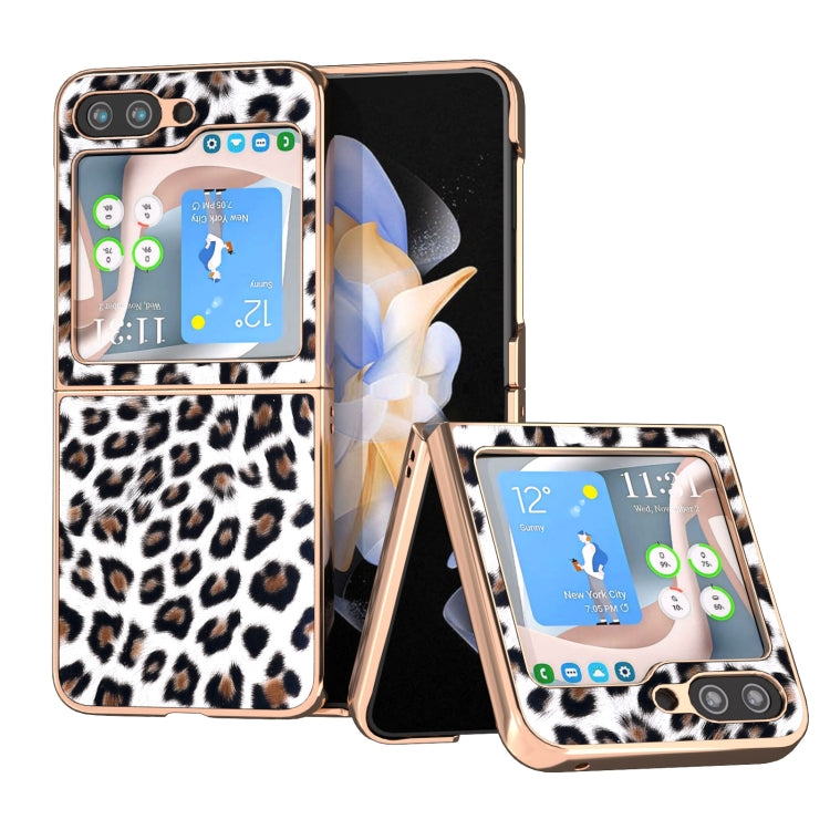 Custodia per telefono con stampa leopardata in nano placcatura, For Samsung Galaxy Z Flip6 / Flip7 FE, For Samsung Galaxy Z Fold5, For Samsung Galaxy Z Flip5