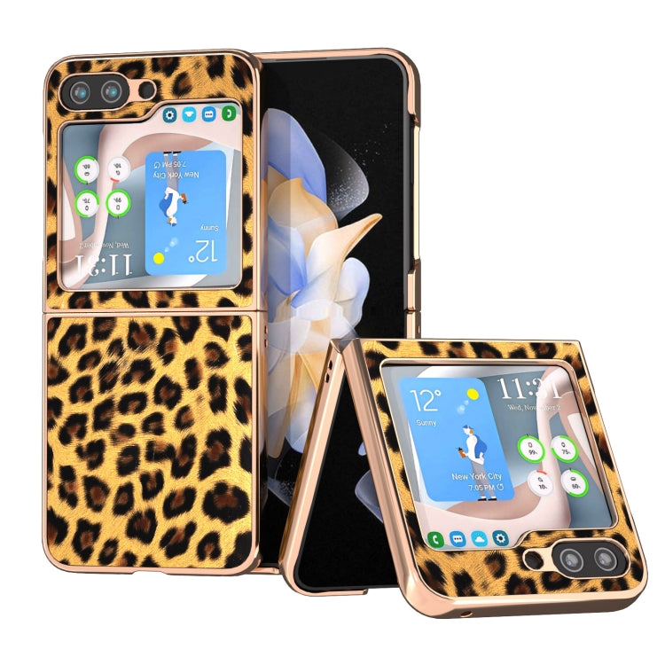 Custodia per telefono con stampa leopardata in nano placcatura, For Samsung Galaxy Z Flip6 / Flip7 FE, For Samsung Galaxy Z Fold5, For Samsung Galaxy Z Flip5