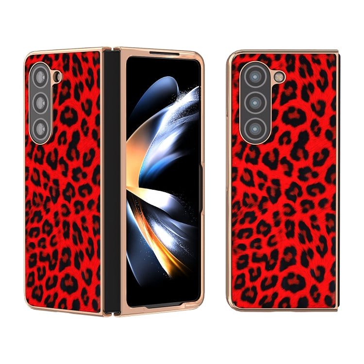Custodia per telefono con stampa leopardata in nano placcatura, For Samsung Galaxy Z Flip6 / Flip7 FE, For Samsung Galaxy Z Fold5, For Samsung Galaxy Z Flip5