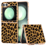 Custodia per telefono con stampa leopardata in nano placcatura, For Samsung Galaxy Z Flip6 / Flip7 FE, For Samsung Galaxy Z Fold5, For Samsung Galaxy Z Flip5