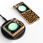 Custodia per telefono con stampa leopardata in nano placcatura, For Samsung Galaxy Z Flip6 / Flip7 FE, For Samsung Galaxy Z Fold5, For Samsung Galaxy Z Flip5