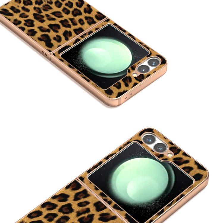 Custodia per telefono con stampa leopardata in nano placcatura, For Samsung Galaxy Z Flip6 / Flip7 FE, For Samsung Galaxy Z Fold5, For Samsung Galaxy Z Flip5