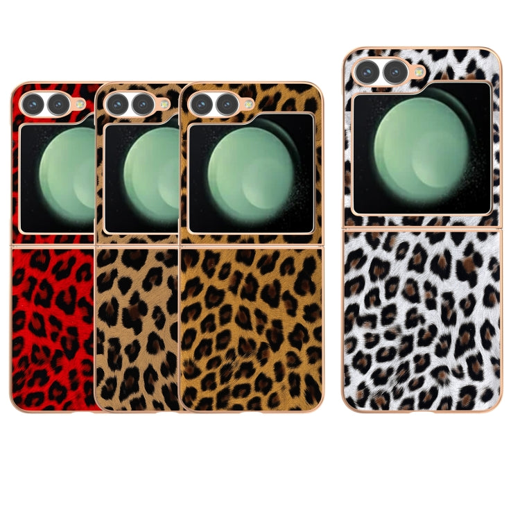 Custodia per telefono con stampa leopardata in nano placcatura, For Samsung Galaxy Z Flip6 / Flip7 FE, For Samsung Galaxy Z Fold5, For Samsung Galaxy Z Flip5
