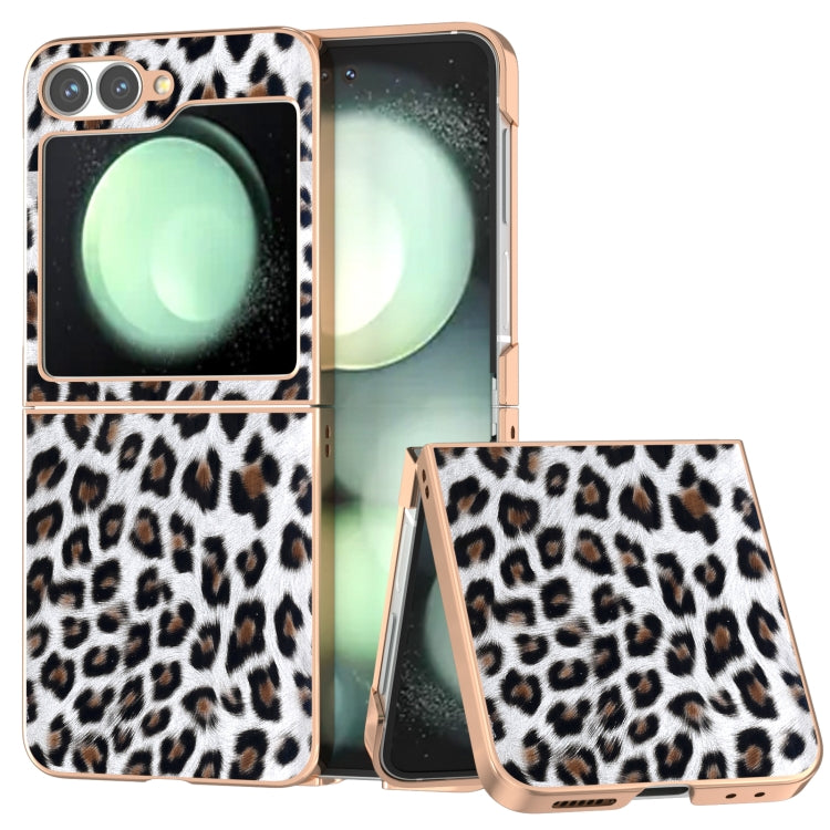 Custodia per telefono con stampa leopardata in nano placcatura, For Samsung Galaxy Z Flip6 / Flip7 FE, For Samsung Galaxy Z Fold5, For Samsung Galaxy Z Flip5