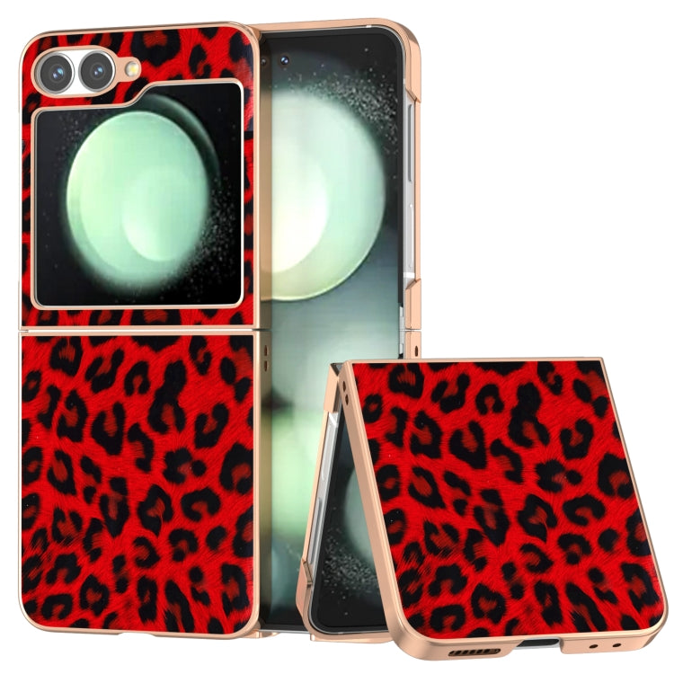Custodia per telefono con stampa leopardata in nano placcatura, For Samsung Galaxy Z Flip6 / Flip7 FE, For Samsung Galaxy Z Fold5, For Samsung Galaxy Z Flip5