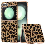 Custodia per telefono con stampa leopardata in nano placcatura, For Samsung Galaxy Z Flip6 / Flip7 FE, For Samsung Galaxy Z Fold5, For Samsung Galaxy Z Flip5