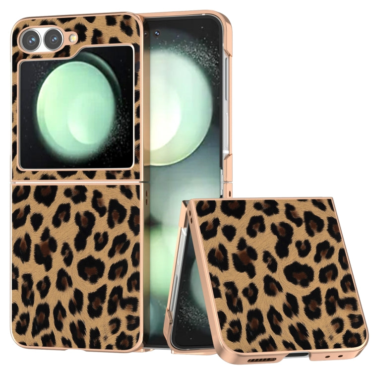 Custodia per telefono con stampa leopardata in nano placcatura, For Samsung Galaxy Z Flip6 / Flip7 FE, For Samsung Galaxy Z Fold5, For Samsung Galaxy Z Flip5