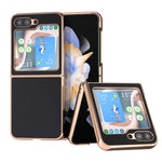 Custodia per telefono con placcatura nano serie seta in vera pelle, For Samsung Galaxy Z Flip5, For Samsung Galaxy Z Fold5