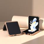 Custodia per telefono con placcatura nano serie seta in vera pelle, For Samsung Galaxy Z Flip5, For Samsung Galaxy Z Fold5