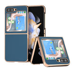 Custodia per telefono con placcatura nano serie seta in vera pelle, For Samsung Galaxy Z Flip5, For Samsung Galaxy Z Fold5