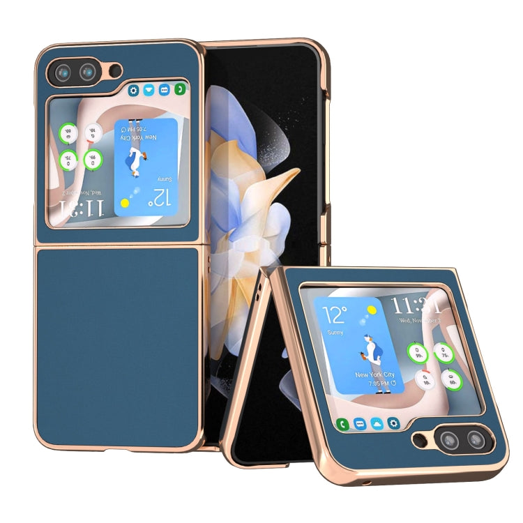 Custodia per telefono con placcatura nano serie seta in vera pelle, For Samsung Galaxy Z Flip5, For Samsung Galaxy Z Fold5