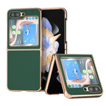 Custodia per telefono con placcatura nano serie seta in vera pelle, For Samsung Galaxy Z Flip5, For Samsung Galaxy Z Fold5