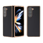 Custodia per telefono con placcatura nano serie seta in vera pelle, For Samsung Galaxy Z Flip5, For Samsung Galaxy Z Fold5