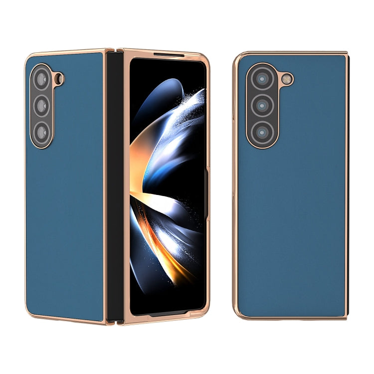 Custodia per telefono con placcatura nano serie seta in vera pelle, For Samsung Galaxy Z Flip5, For Samsung Galaxy Z Fold5