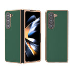 Custodia per telefono con placcatura nano serie seta in vera pelle, For Samsung Galaxy Z Flip5, For Samsung Galaxy Z Fold5
