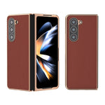 Custodia per telefono con placcatura nano serie seta in vera pelle, For Samsung Galaxy Z Flip5, For Samsung Galaxy Z Fold5
