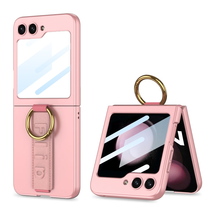 Custodia per telefono antiurto ultrasottile integrata GKK con cinturino da polso ad anello, For Galaxy Z Flip8 5G, For Samsung Galaxy Z Flip7 5G, For Samsung Galaxy Z Flip6, For Samsung Galaxy Z Flip5, For Samsung Galaxy Z Flip4 5G