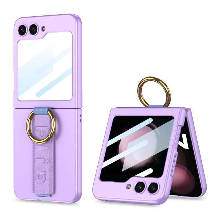 Custodia per telefono antiurto ultrasottile integrata GKK con cinturino da polso ad anello, For Galaxy Z Flip8 5G, For Samsung Galaxy Z Flip7 5G, For Samsung Galaxy Z Flip6, For Samsung Galaxy Z Flip5, For Samsung Galaxy Z Flip4 5G