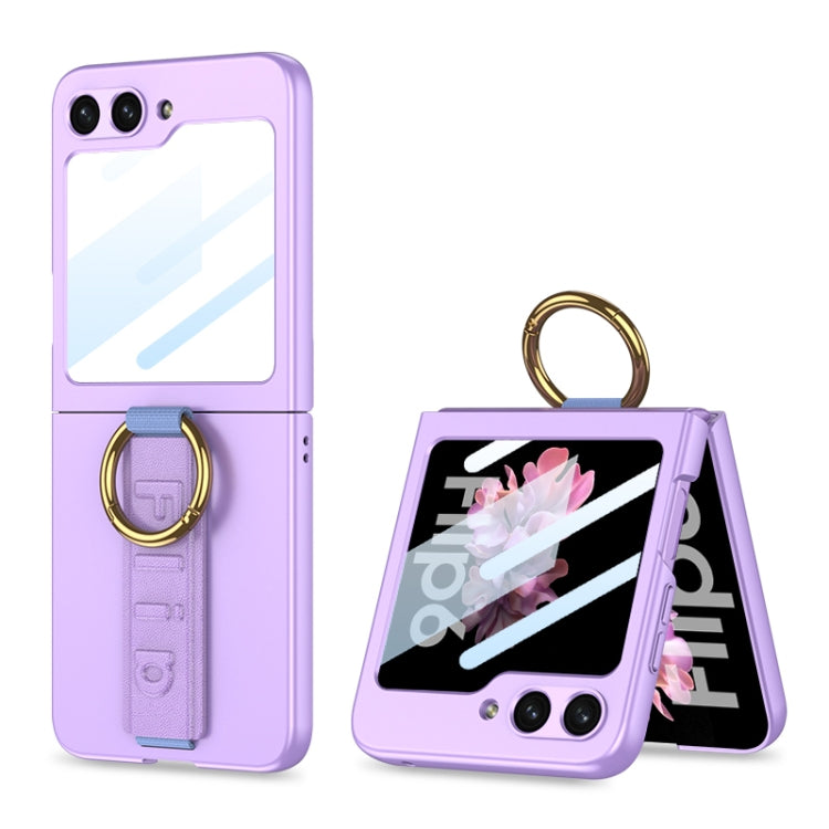 Custodia per telefono antiurto ultrasottile integrata GKK con cinturino da polso ad anello, For Galaxy Z Flip8 5G, For Samsung Galaxy Z Flip7 5G, For Samsung Galaxy Z Flip6, For Samsung Galaxy Z Flip5, For Samsung Galaxy Z Flip4 5G