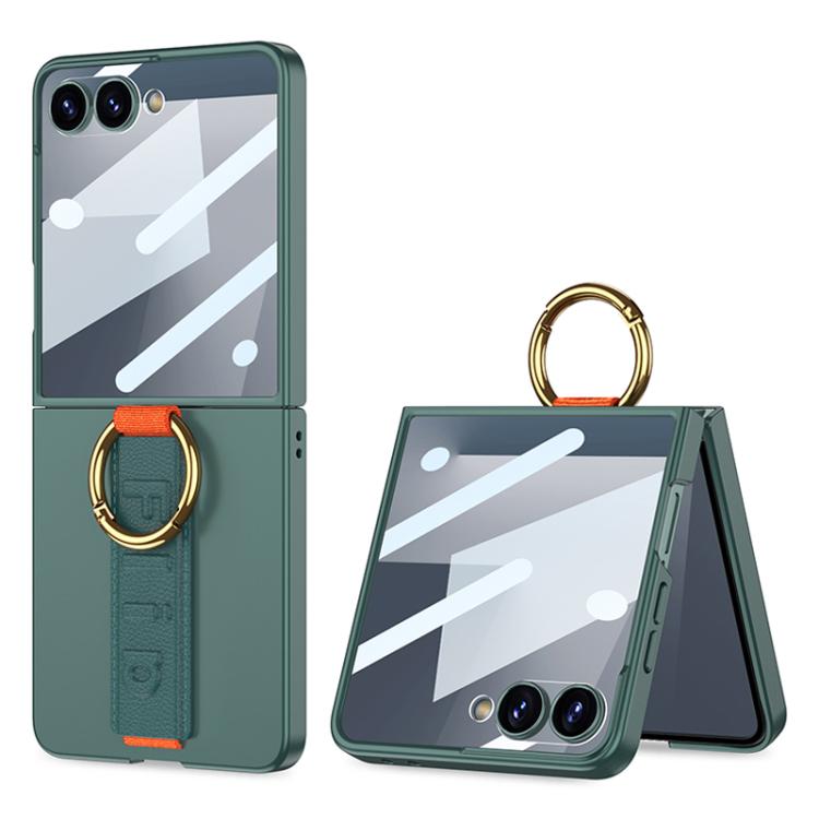 Custodia per telefono antiurto ultrasottile integrata GKK con cinturino da polso ad anello, For Galaxy Z Flip8 5G, For Samsung Galaxy Z Flip7 5G, For Samsung Galaxy Z Flip6, For Samsung Galaxy Z Flip5, For Samsung Galaxy Z Flip4 5G