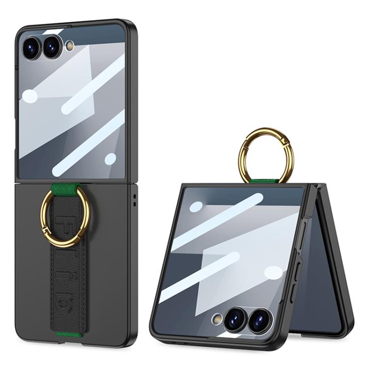Custodia per telefono antiurto ultrasottile integrata GKK con cinturino da polso ad anello, For Galaxy Z Flip8 5G, For Samsung Galaxy Z Flip7 5G, For Samsung Galaxy Z Flip6, For Samsung Galaxy Z Flip5, For Samsung Galaxy Z Flip4 5G