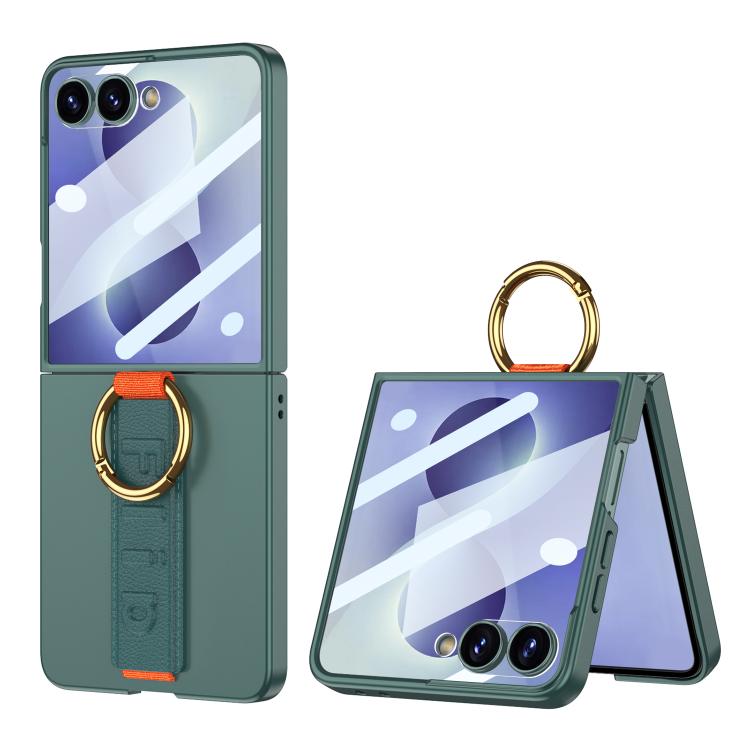 Custodia per telefono antiurto ultrasottile integrata GKK con cinturino da polso ad anello, For Galaxy Z Flip8 5G, For Samsung Galaxy Z Flip7 5G, For Samsung Galaxy Z Flip6, For Samsung Galaxy Z Flip5, For Samsung Galaxy Z Flip4 5G