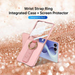 Custodia per telefono antiurto ultrasottile integrata GKK con cinturino da polso ad anello, For Galaxy Z Flip8 5G, For Samsung Galaxy Z Flip7 5G, For Samsung Galaxy Z Flip6, For Samsung Galaxy Z Flip5, For Samsung Galaxy Z Flip4 5G