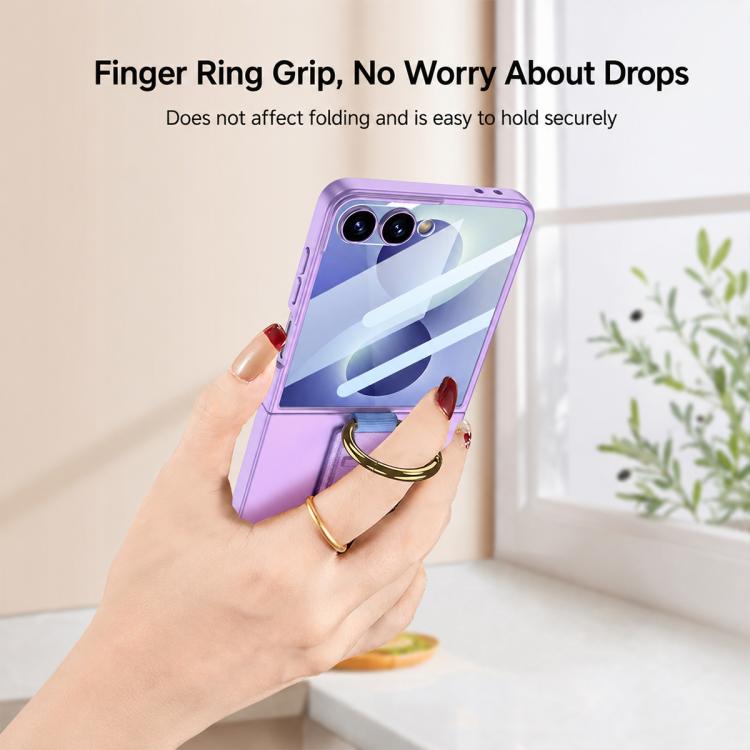 Custodia per telefono antiurto ultrasottile integrata GKK con cinturino da polso ad anello, For Galaxy Z Flip8 5G, For Samsung Galaxy Z Flip7 5G, For Samsung Galaxy Z Flip6, For Samsung Galaxy Z Flip5, For Samsung Galaxy Z Flip4 5G