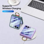 Custodia per telefono antiurto ultrasottile integrata GKK con cinturino da polso ad anello, For Galaxy Z Flip8 5G, For Samsung Galaxy Z Flip7 5G, For Samsung Galaxy Z Flip6, For Samsung Galaxy Z Flip5, For Samsung Galaxy Z Flip4 5G