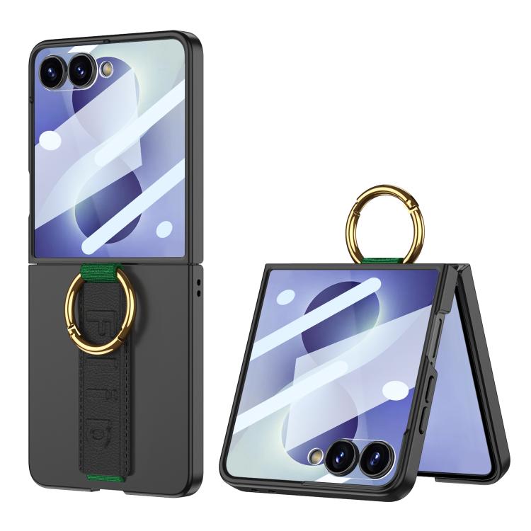 Custodia per telefono antiurto ultrasottile integrata GKK con cinturino da polso ad anello, For Galaxy Z Flip8 5G, For Samsung Galaxy Z Flip7 5G, For Samsung Galaxy Z Flip6, For Samsung Galaxy Z Flip5, For Samsung Galaxy Z Flip4 5G