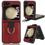 Custodia in pelle PU con anello per Samsung Galaxy Z Flip5