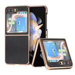 Custodia per telefono con placcatura nano serie Xiaoya in vera pelle, For Samsung Galaxy Z Flip5, For Samsung Galaxy Z Fold5