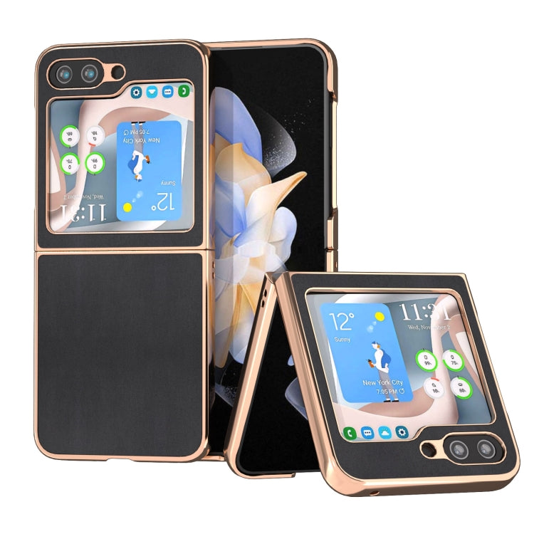 Custodia per telefono con placcatura nano serie Xiaoya in vera pelle, For Samsung Galaxy Z Flip5, For Samsung Galaxy Z Fold5