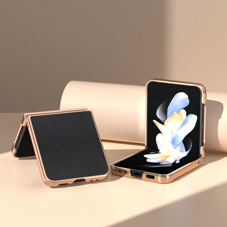 Custodia per telefono con placcatura nano serie Xiaoya in vera pelle, For Samsung Galaxy Z Flip5, For Samsung Galaxy Z Fold5
