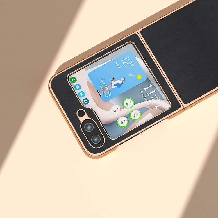 Custodia per telefono con placcatura nano serie Xiaoya in vera pelle, For Samsung Galaxy Z Flip5, For Samsung Galaxy Z Fold5